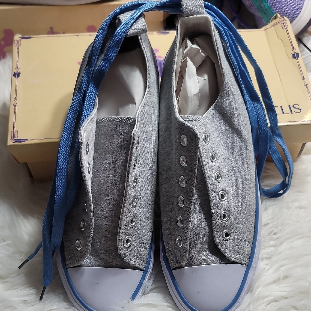 Gray and Blue Casual Sneakers